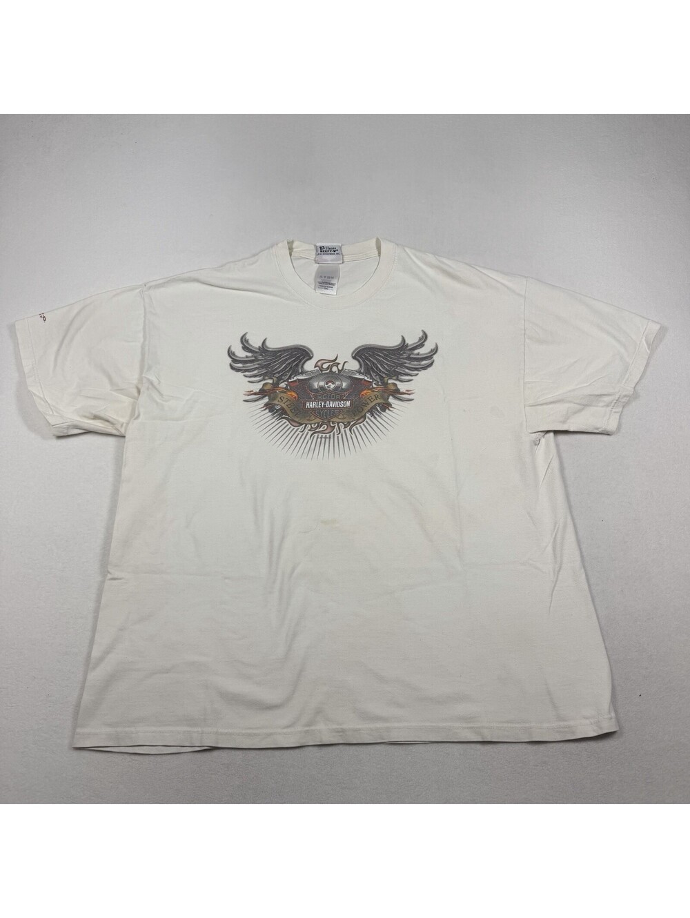 Harley-Davidson Vintage White Graphic T-Shirt Size XXL With Stains